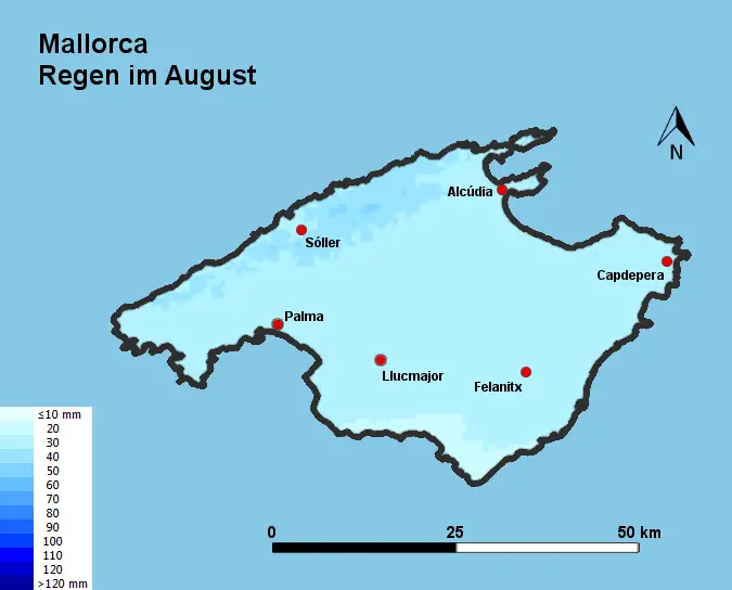 Mallorca Regen im August