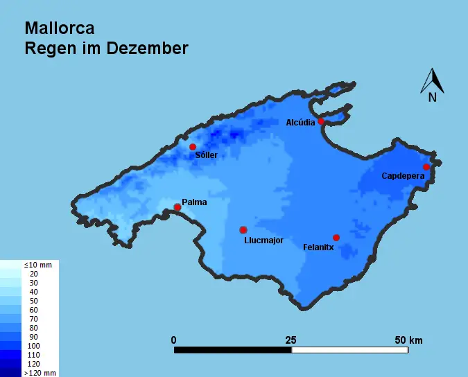 Mallorca Wetter im Dezember Temperatur und Regen