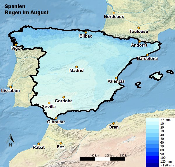 Spanien Regen August
