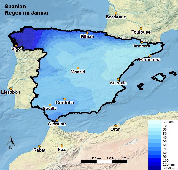 Spanien Regen Januar