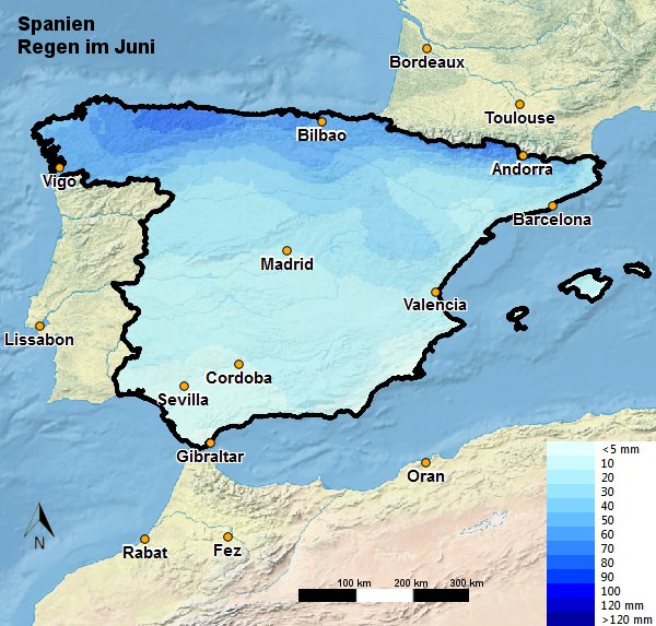 Spanien Regen Juni