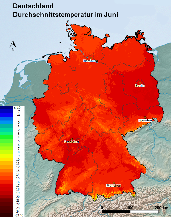 Deutschland Juni Durchschnittstemperatur
