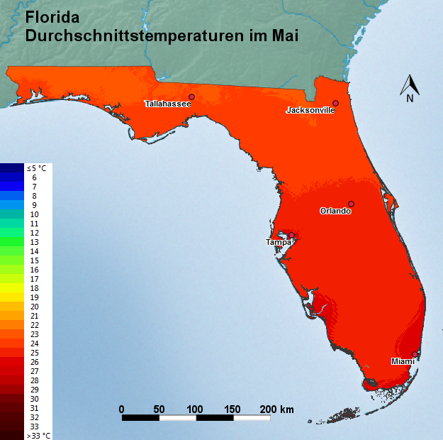 Florida Mai Durchschnittstemperatur