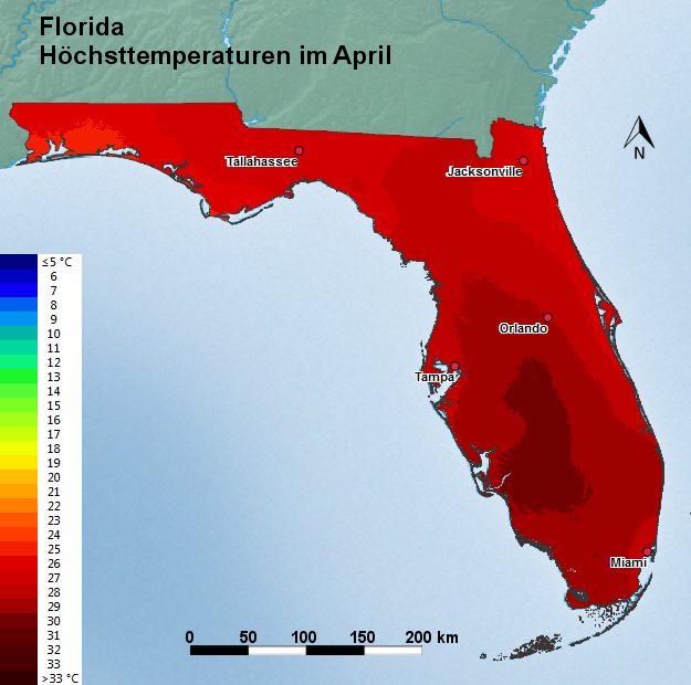 Florida April Höchsttemperatur