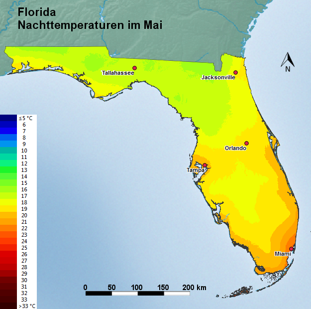 Florida Mai Nachttemperatur