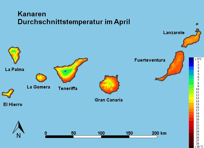 Kanaren Durchschnittstemperatur April