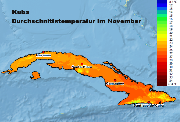 Kuba Durchschnittstemperatur November
