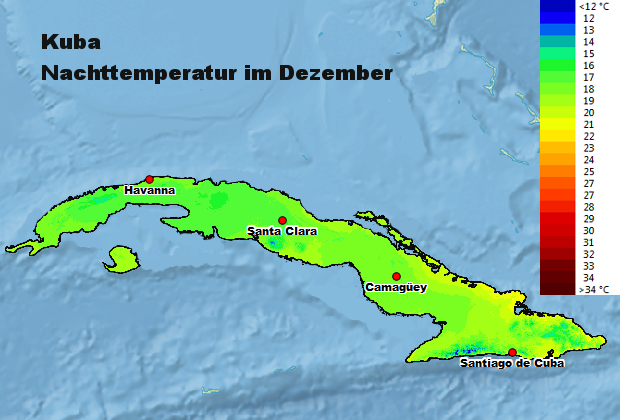 Kuba Nachttemperatur Dezember