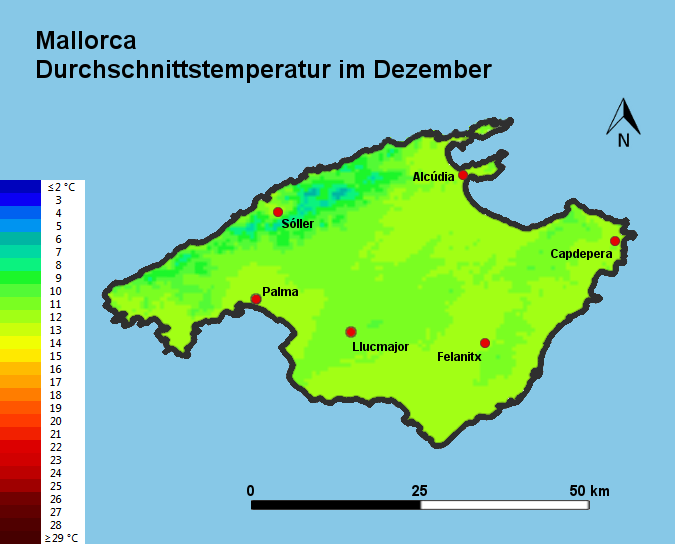 Mallorca Durchschnittstemperatur Dezember