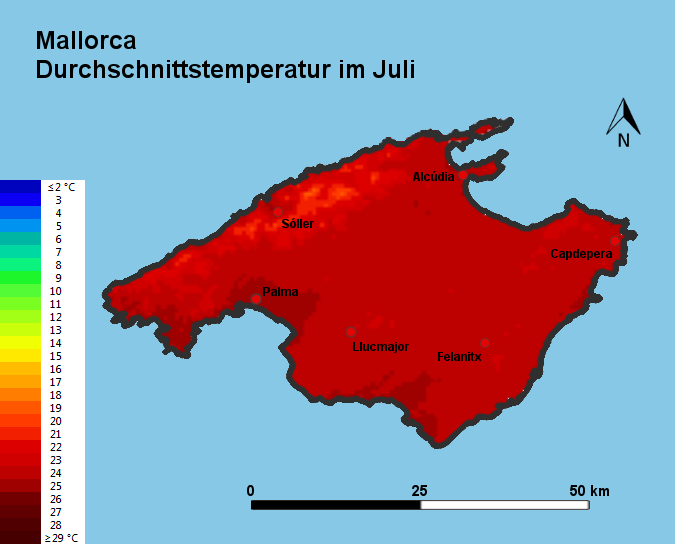 Mallorca Durchschnittstemperatur Juli