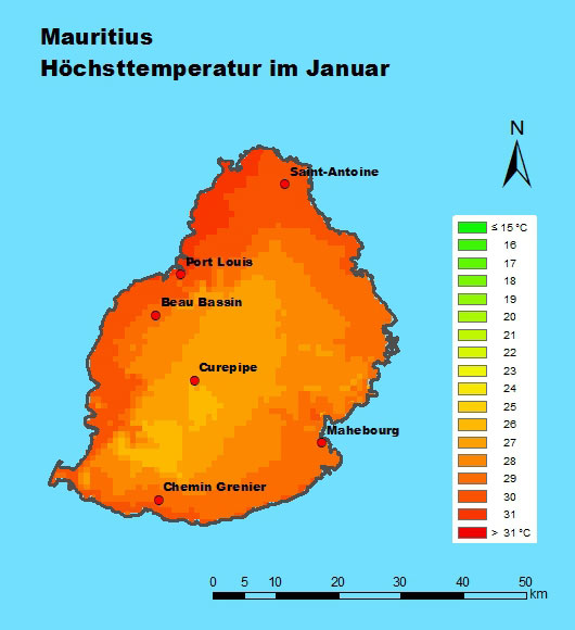 Mauritius Wetter im Januar Temperatur und Regen