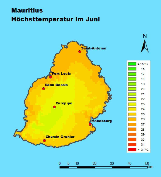 Mauritius Höchsttemperatur Juni