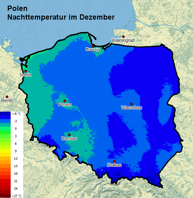 Polen Nachttemperatur Dezember