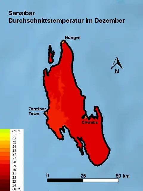 Sansibar Durchschnittstemperatur Dezember