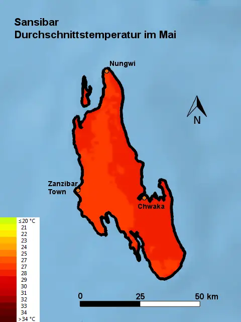 Sansibar Durchschnittstemperatur Mai