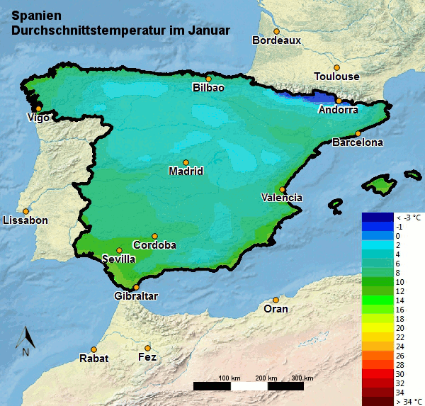 Spanien Temperatur