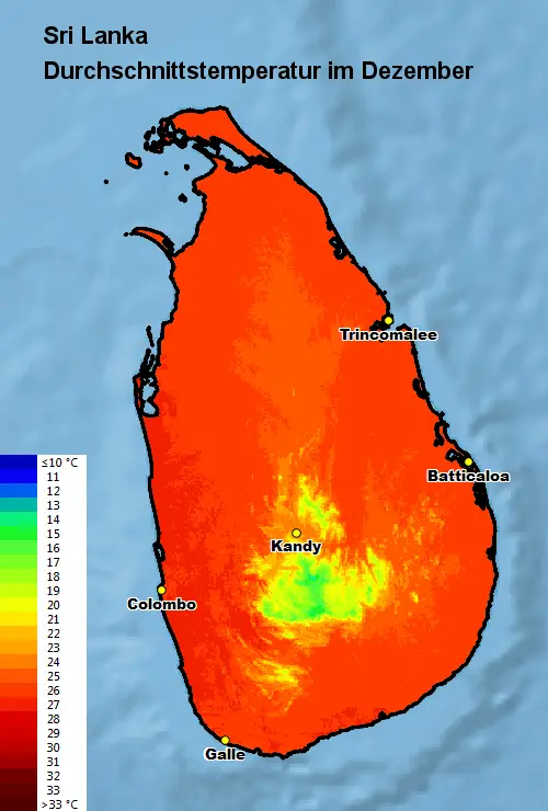 Sri Lanka Dezember Temperatur Und Regen
