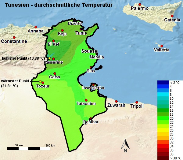 Tunesien Temperatur Durchschnitt