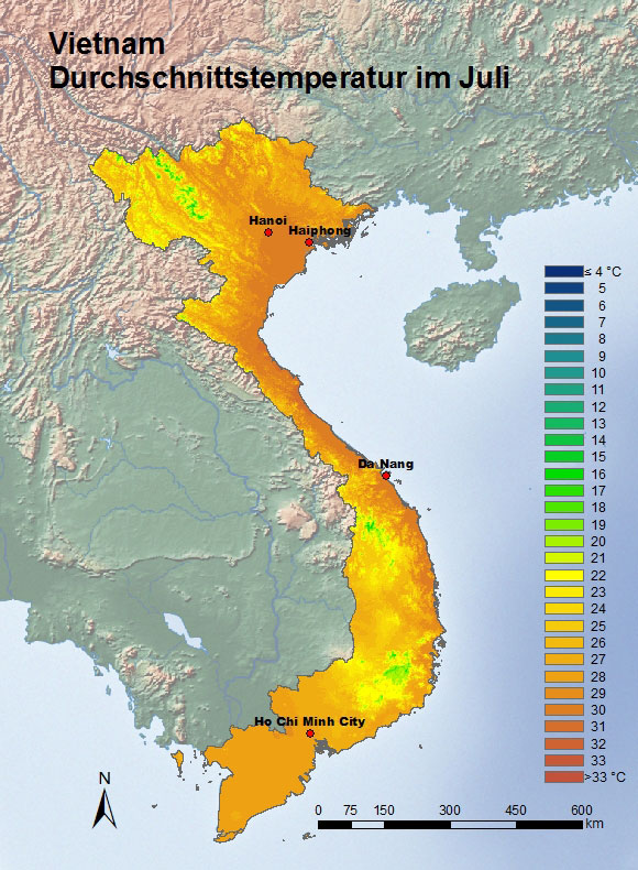 Vietnam Durchschnittstemperatur Juli