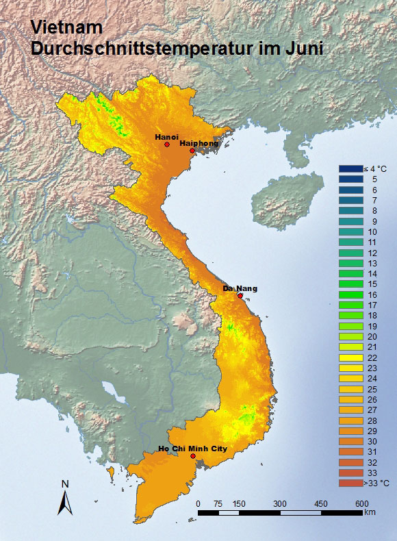 Vietnam Durchschnittstemperatur Juni