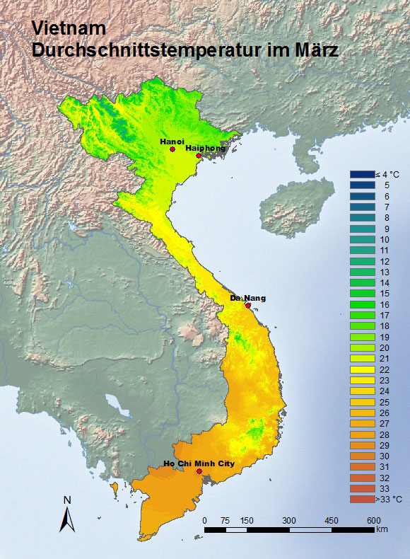 Vietnam Durchschnittstemperatur März