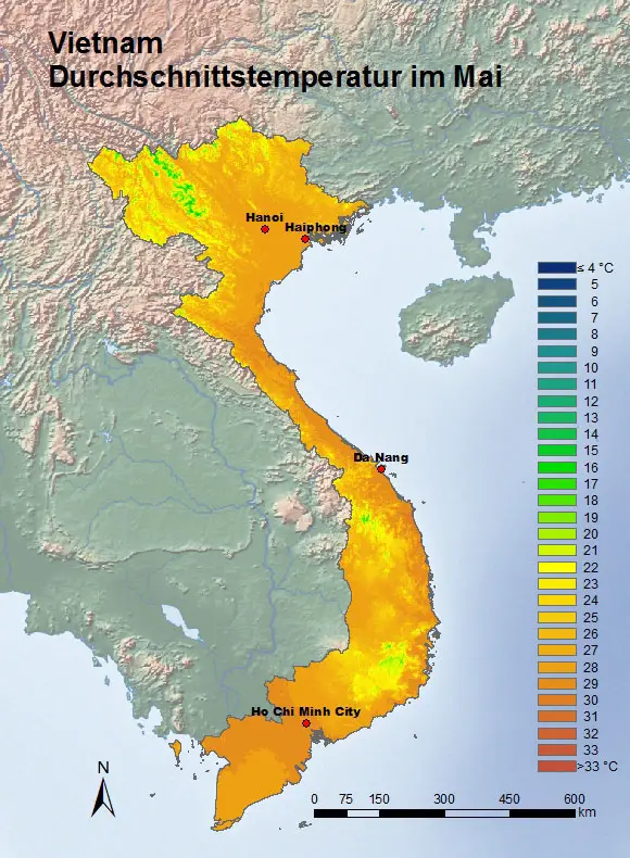 Vietnam Durchschnittstemperatur Mai