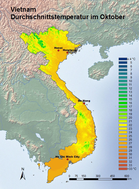 Vietnam Durchschnittstemperatur Oktober