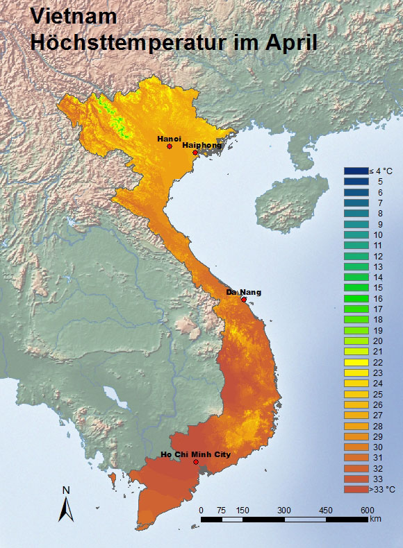 Vietnam Höchsttemperatur April
