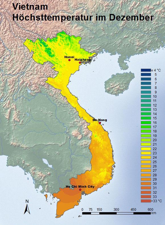 Vietnam Höchsttemperatur Dezember