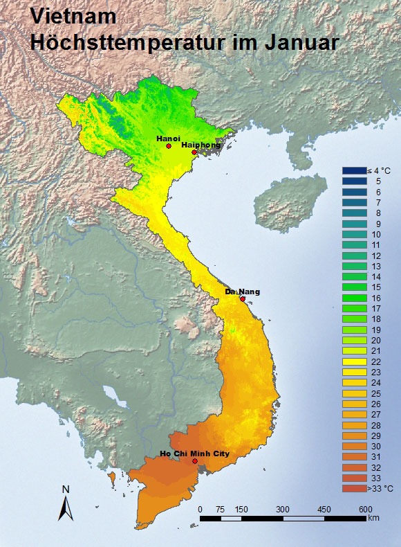 Vietnam Höchsttemperatur Januar