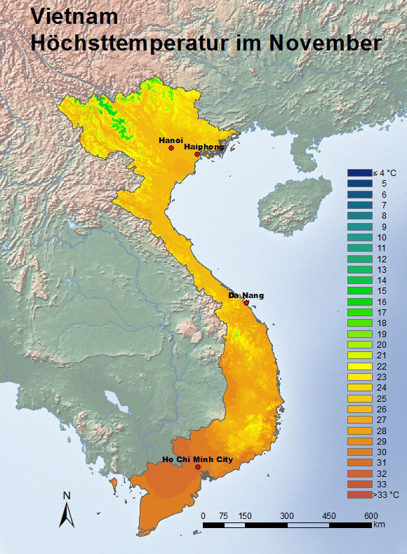 Vietnam Höchsttemperatur November
