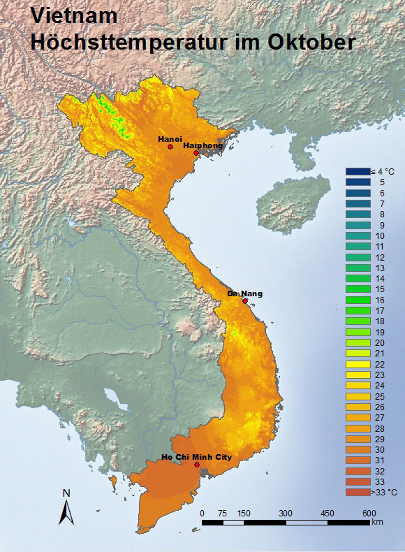 Vietnam Höchsttemperatur Oktober
