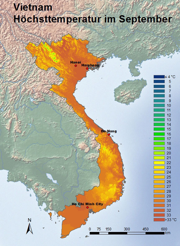 Vietnam Höchsttemperatur September